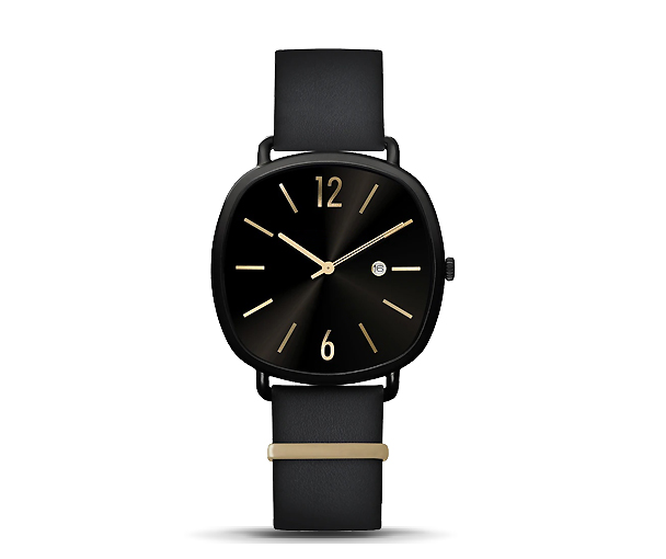 手表定做厂家-石英手表定做款黑钢轻薄日期系列